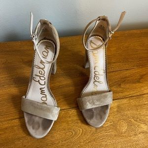 Sam Edelman Nude Suede Ankle Strap Pumps